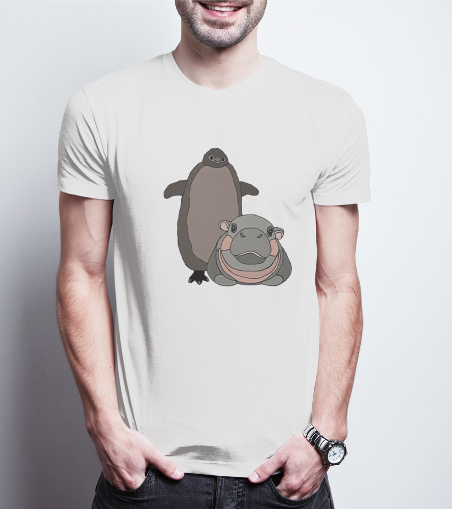 Pesto The Penguin And Moo Deng The Baby Hippo Friends Adventure T-Shirt