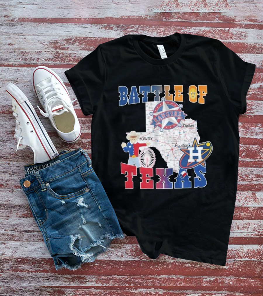 Battle Of Texas Rangers Astros Map T-Shirt
