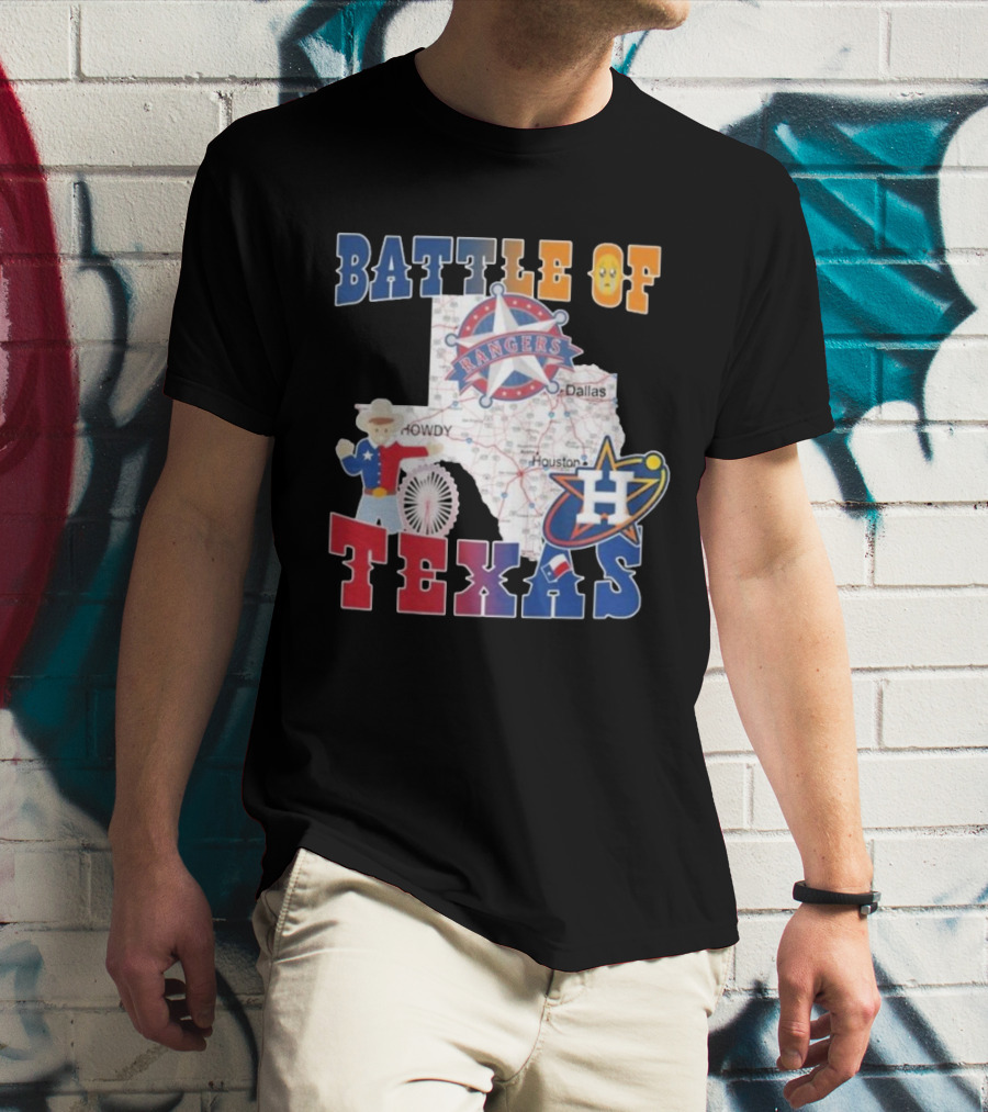 Battle Of Texas Rangers Astros Map T-Shirt