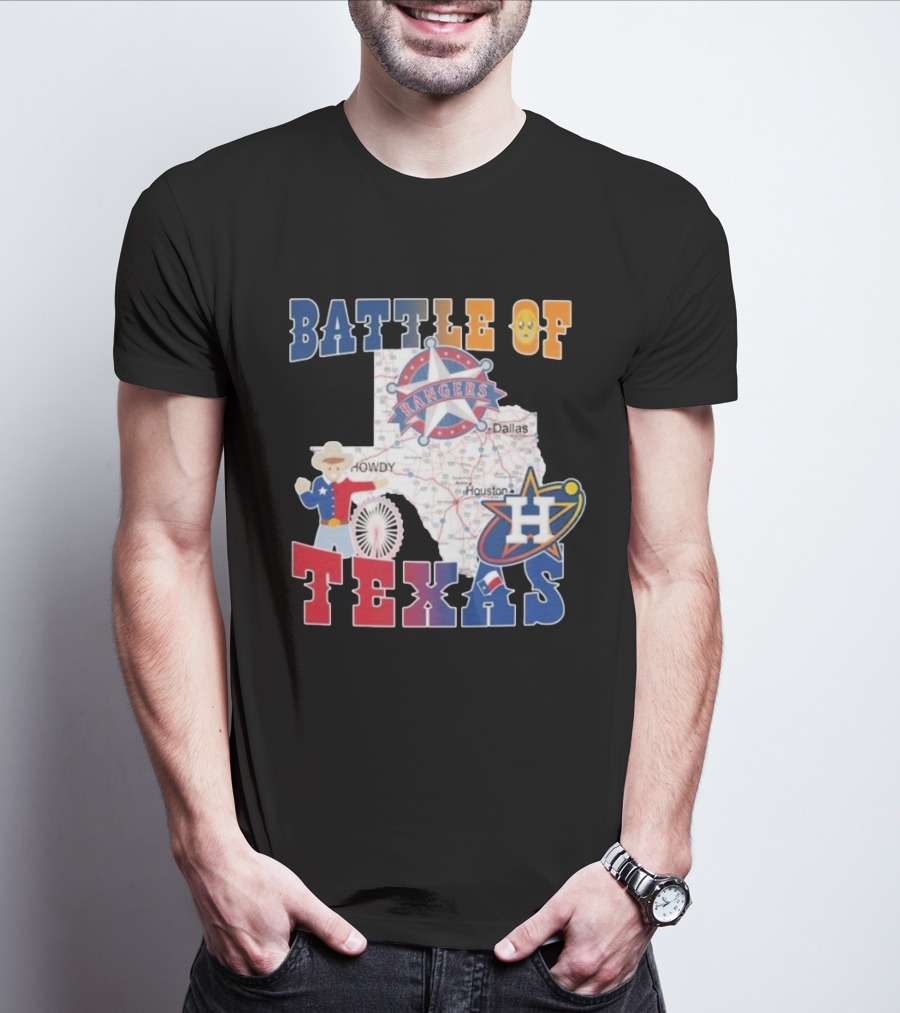 Battle Of Texas Rangers Astros Map T-Shirt