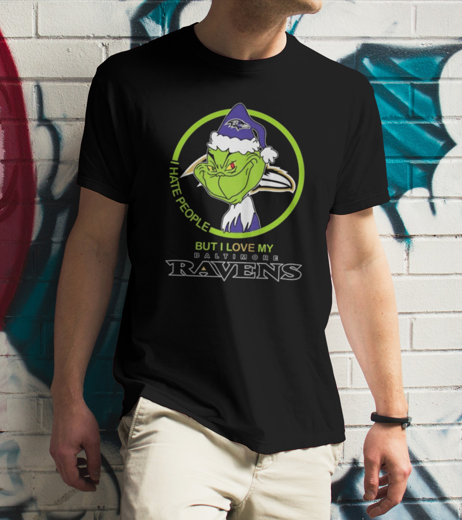 Grinch I Hate People Love My Baltimore Ravens T-Shirt
