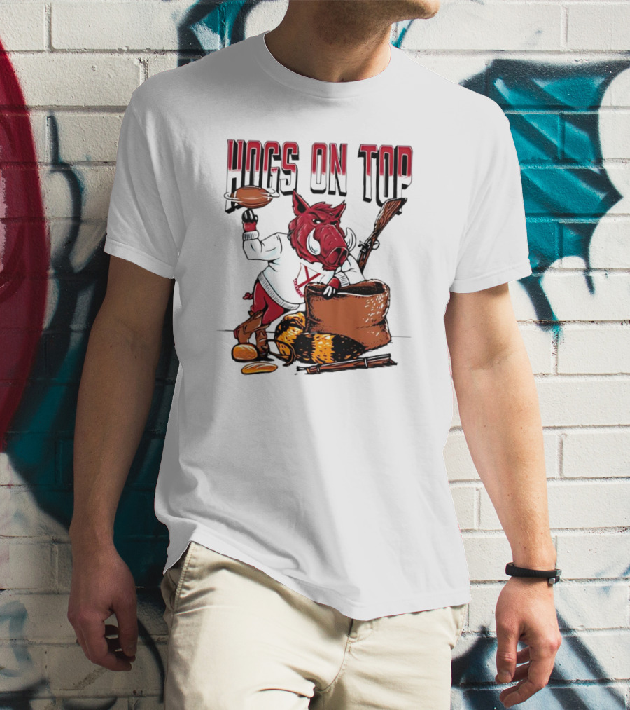 Hogs On Top Arkansas Razorbacks Football T-Shirt