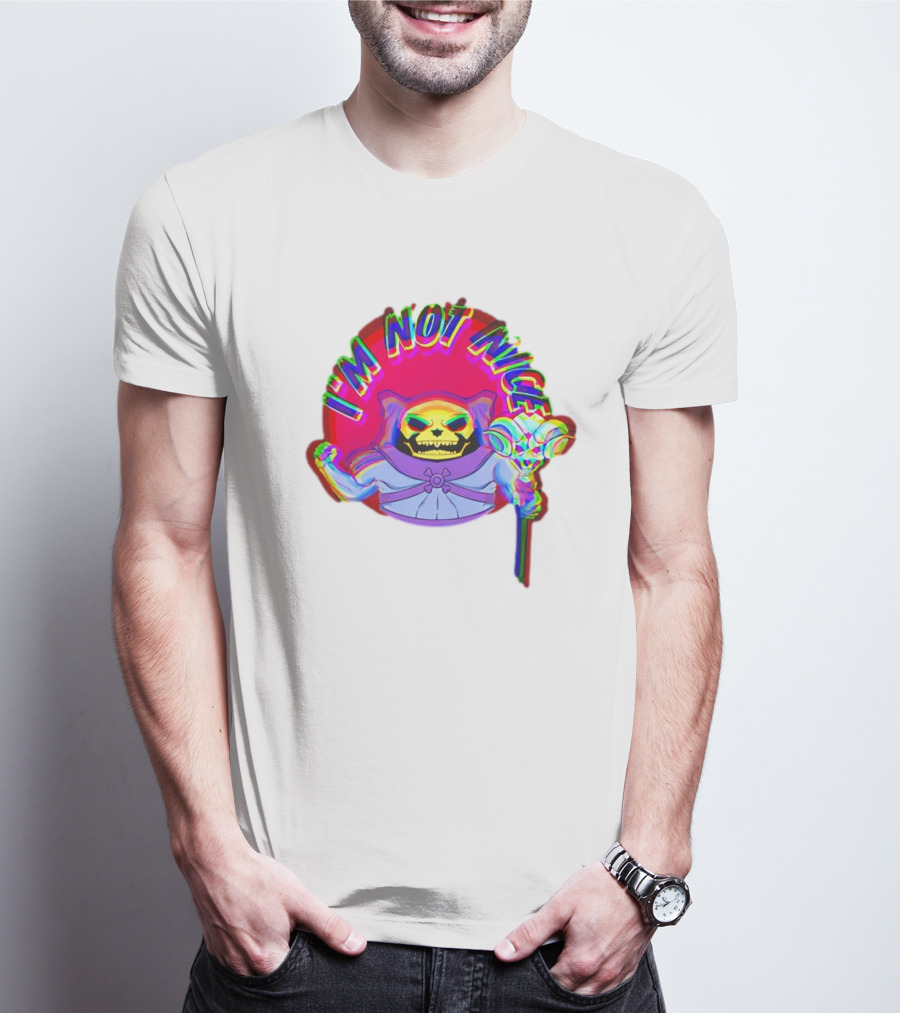 I'm Not Nice Glitch Skull Staff Villain T-Shirt