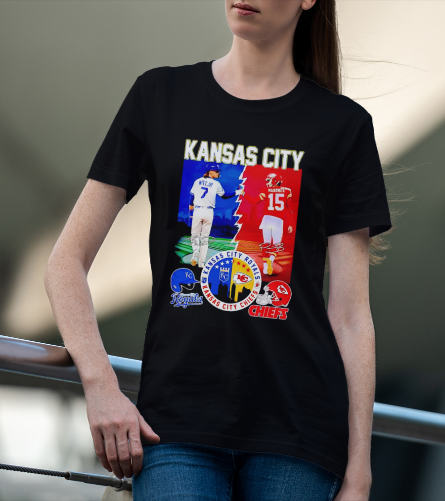 Kansas City Royals Witt Jr Chiefs Mahomes Signatures T-Shirt