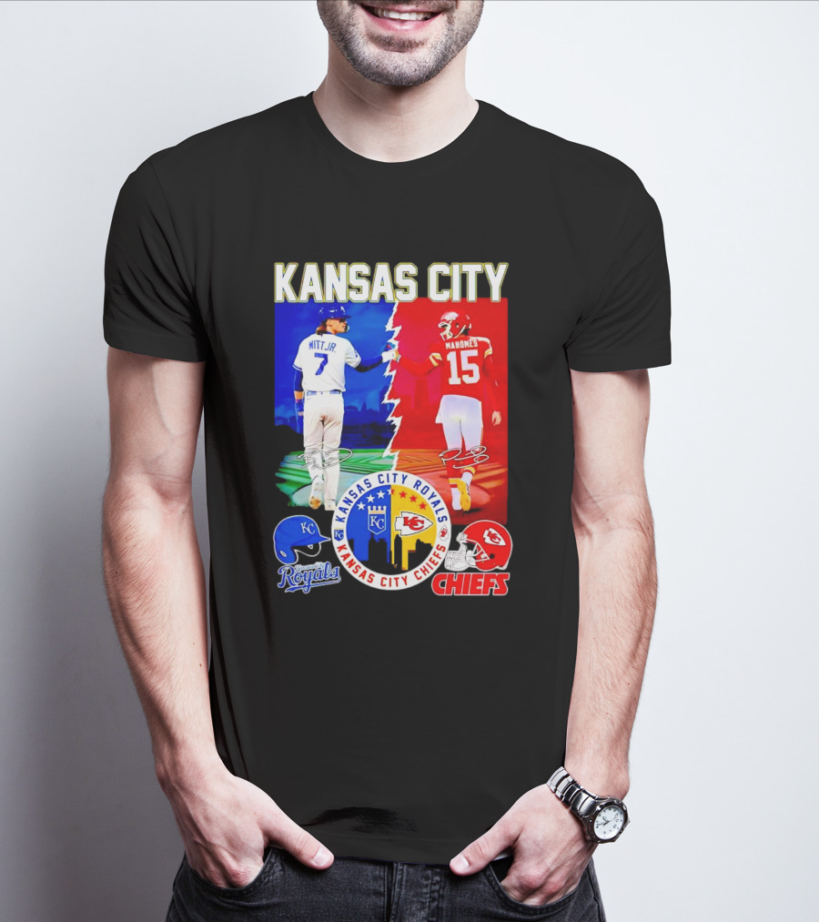 Kansas City Royals Witt Jr Chiefs Mahomes Signatures T-Shirt