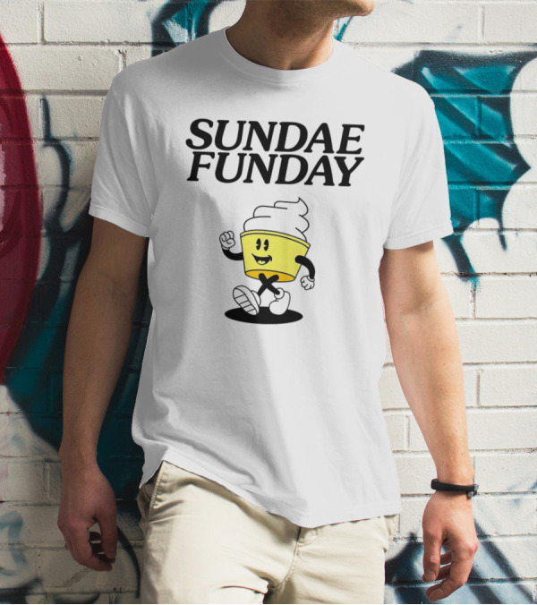 Sundae Funday Smiley Face Walking Ice Cream Cup T-Shirt