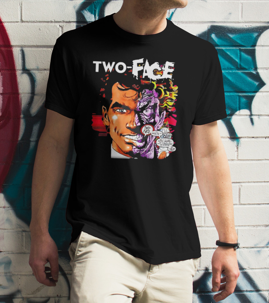 TWO-FACE DC Comics Character Split Face Villain Text Bubble T-Shirt