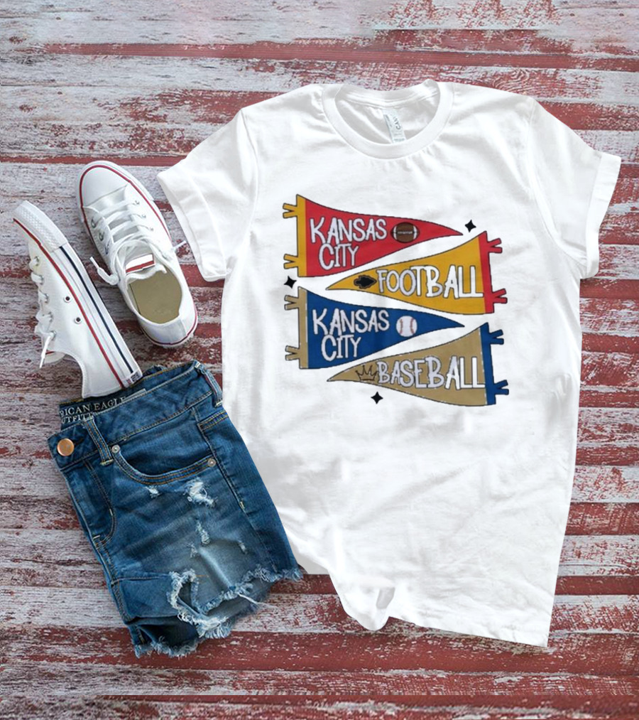 Kansas City Football Kansas City Baseball Pennant Icons T-Shirt