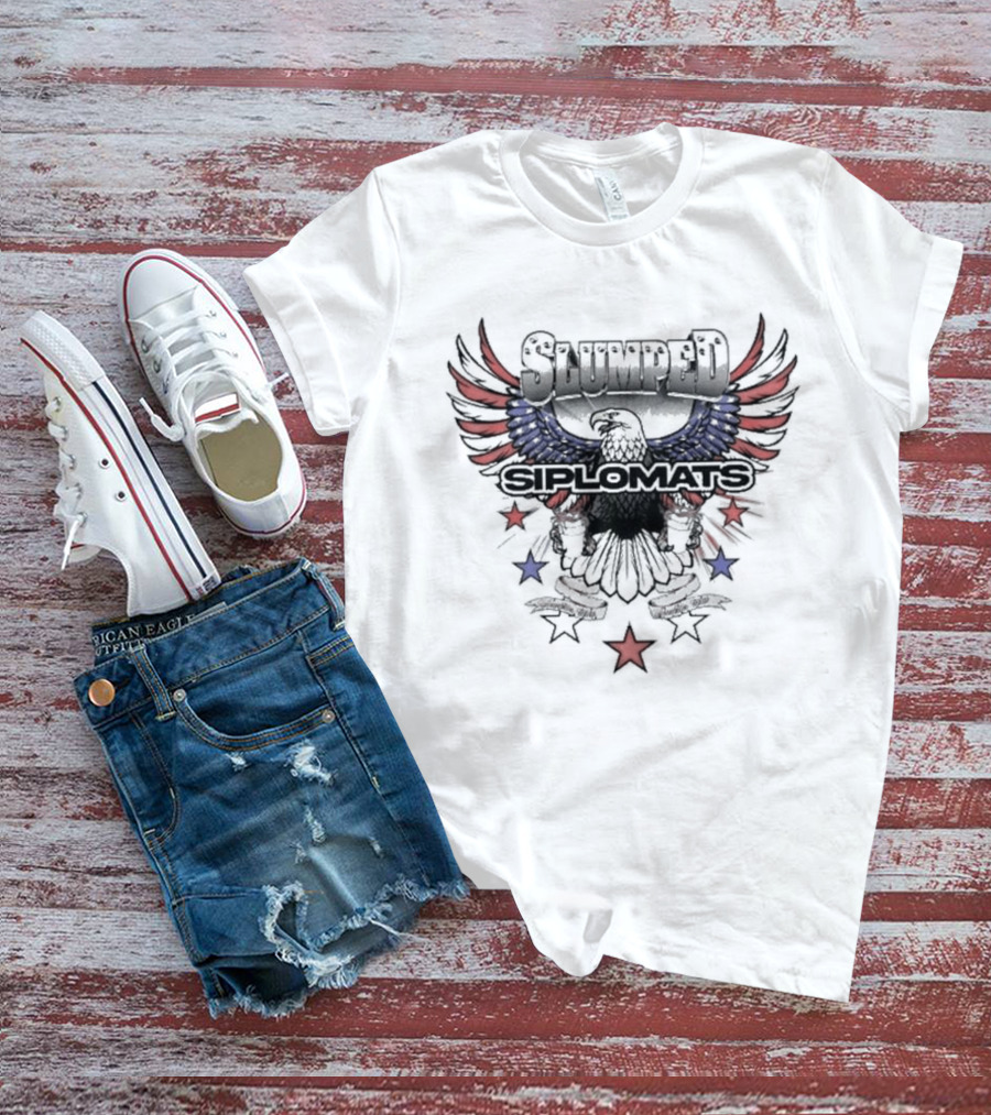 Slumped Siplomats Eagle Wings Red Blue Stars T-Shirt
