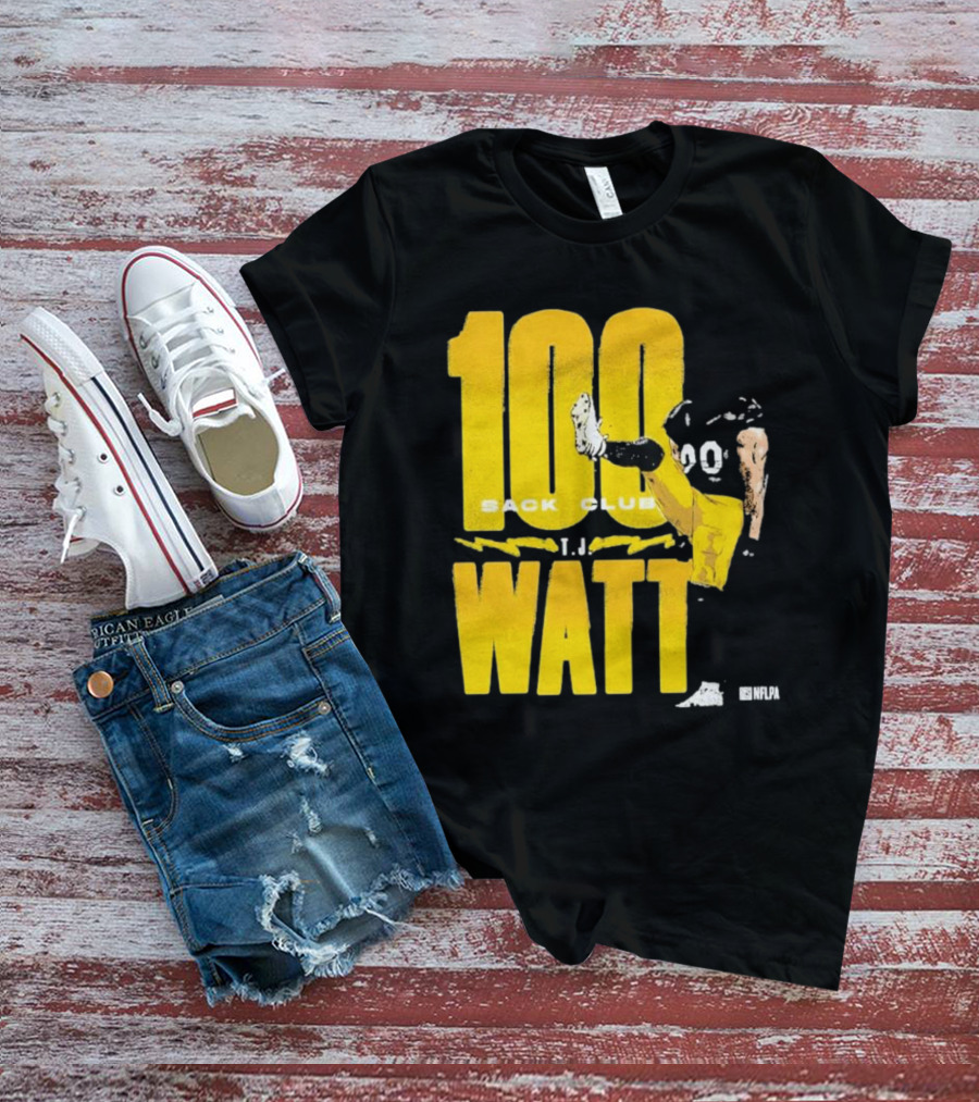 Pittsburgh Steelers T.J. Watt 100 Sack Club NFLPA T-Shirt