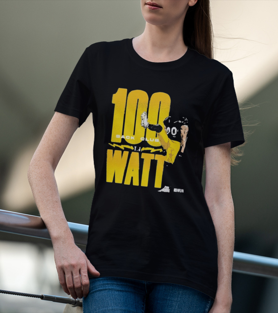 Pittsburgh Steelers T.J. Watt 100 Sack Club NFLPA T-Shirt
