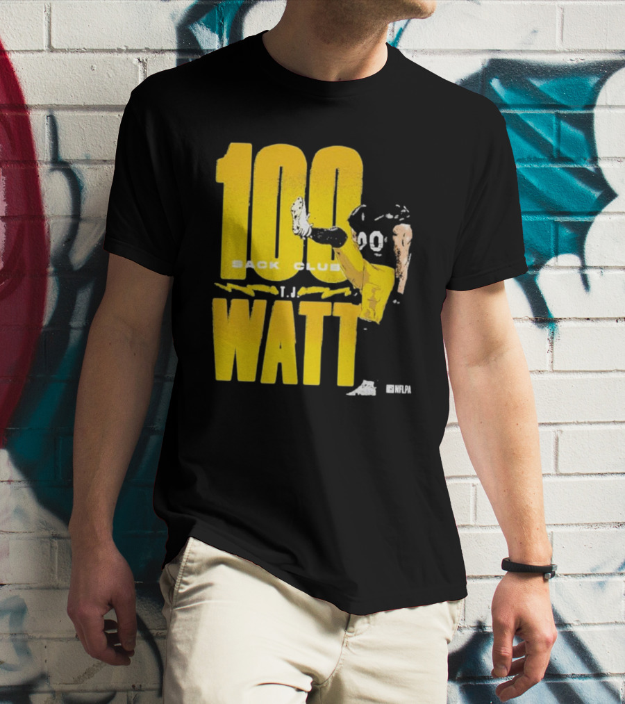 Pittsburgh Steelers T.J. Watt 100 Sack Club NFLPA T-Shirt