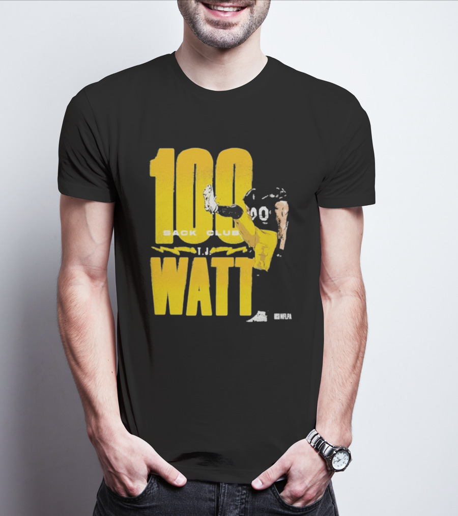 Pittsburgh Steelers T.J. Watt 100 Sack Club NFLPA T-Shirt