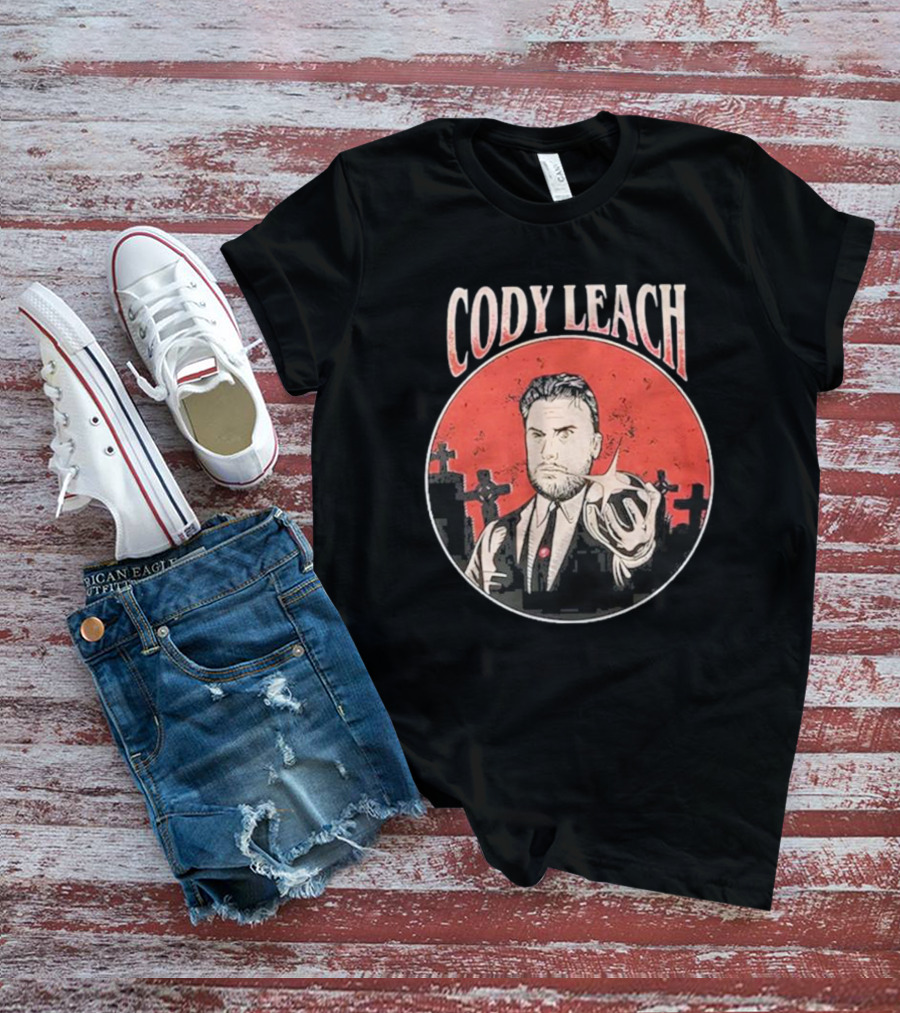Cody Leach Red Background Graveyard Scene T-Shirt