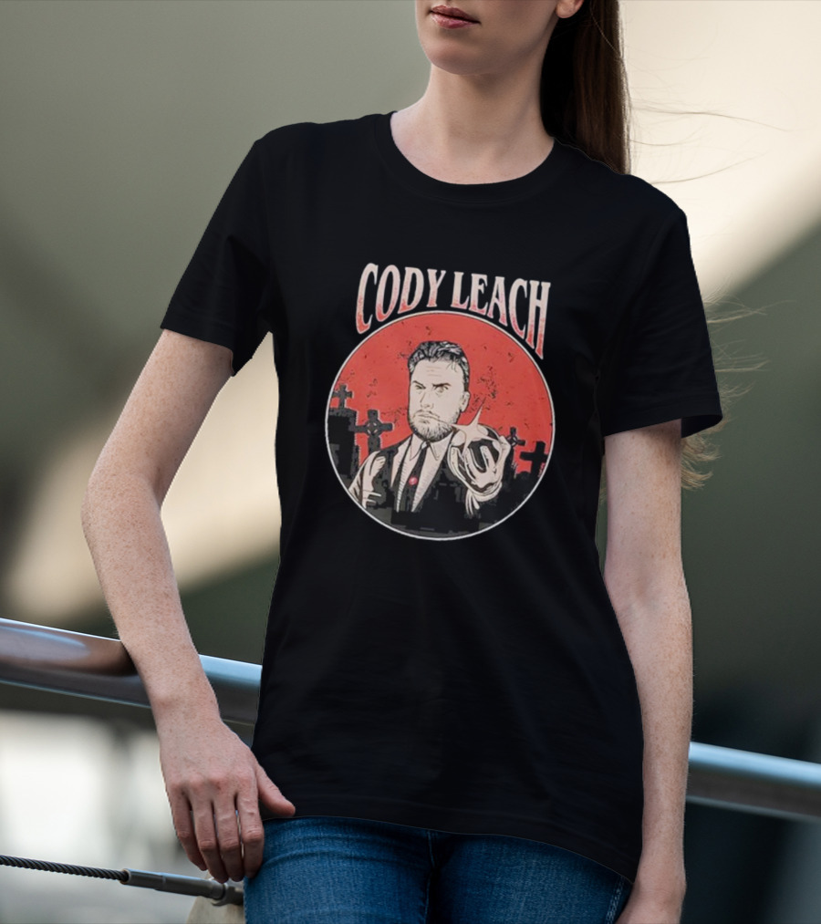Cody Leach Red Background Graveyard Scene T-Shirt