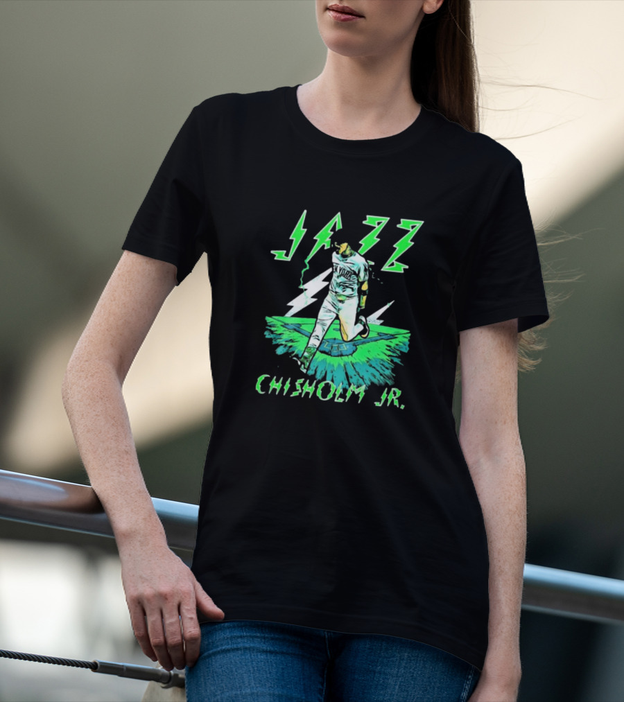Jazz Chisholm Jr. New York Yankees Electric Green MLB Painting T-Shirt