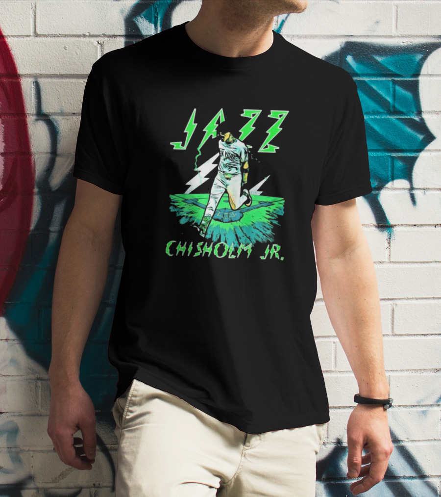 Jazz Chisholm Jr. New York Yankees Electric Green MLB Painting T-Shirt