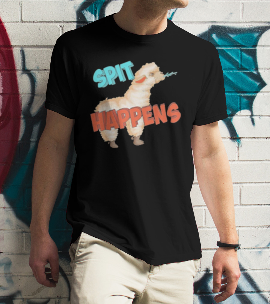 Spit Happens Llama Alpaca Chewing T-Shirt