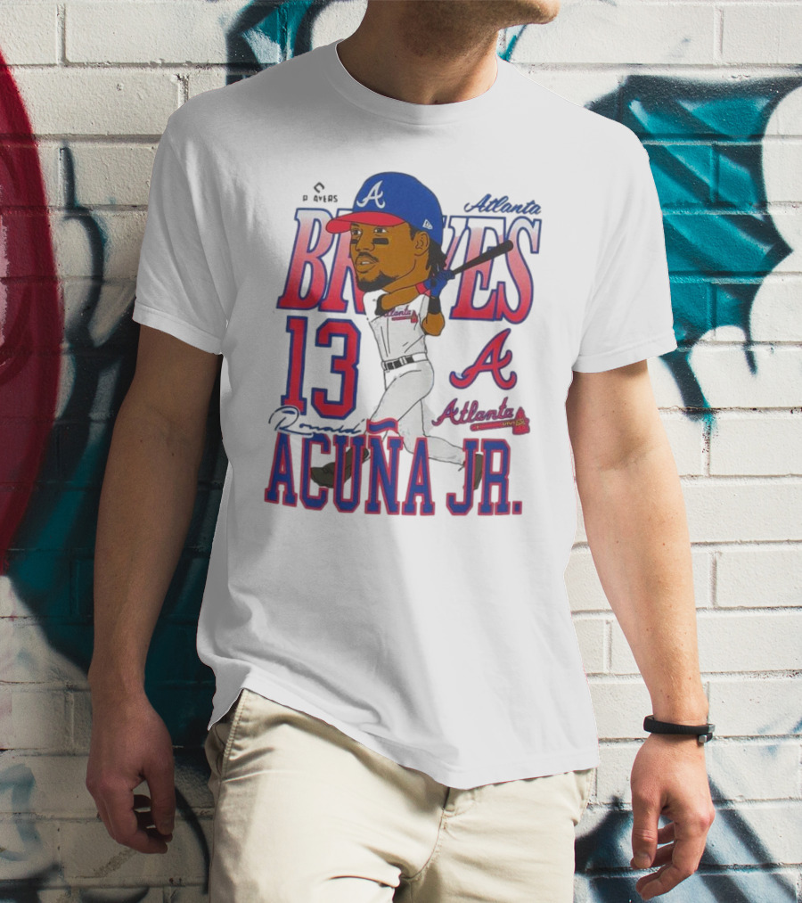 Atlanta Braves Ronald Acuña Jr. Caricature 13 Atlanta Baseball T-Shirt