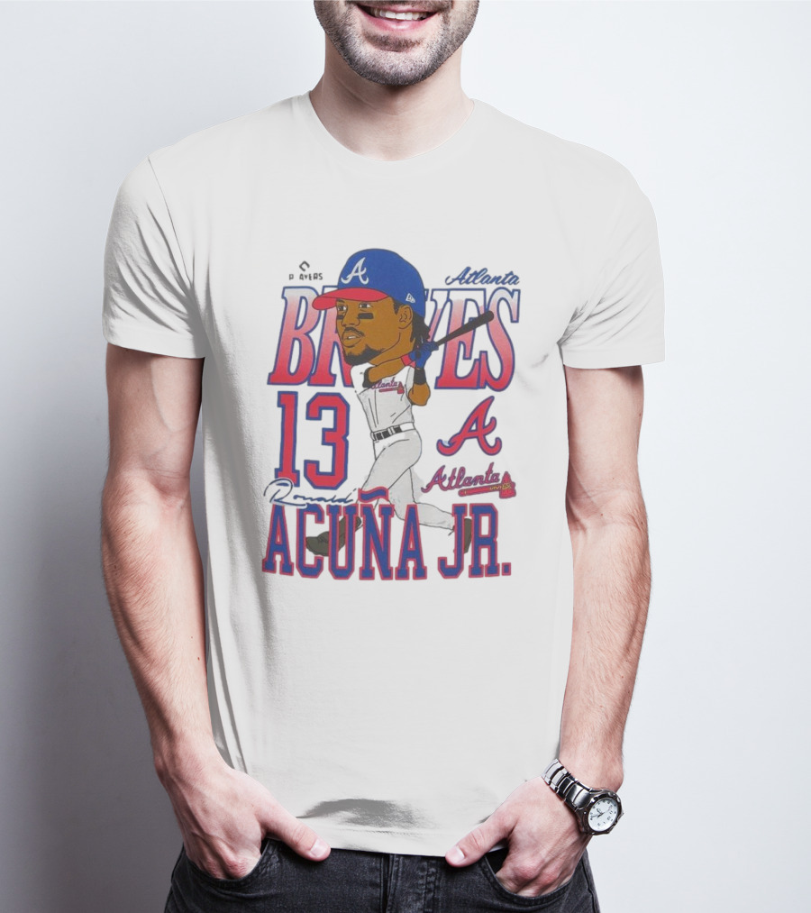 Atlanta Braves Ronald Acuña Jr. Caricature 13 Atlanta Baseball T-Shirt