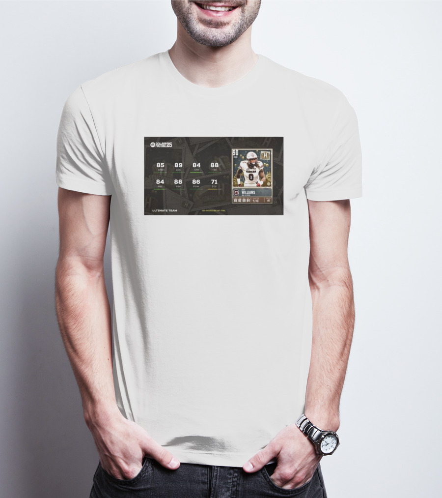 South Carolina Gamecocks Debo Williams Run Stopper Homecoming Key Ratings Madden NFL 25 Ultimate Team T-Shirt