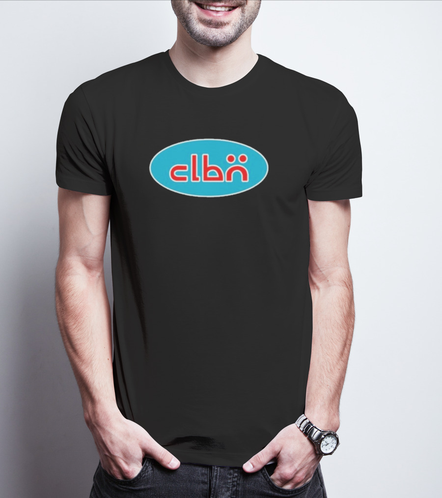Clbn Logo Design Blue Oval Text T-Shirt