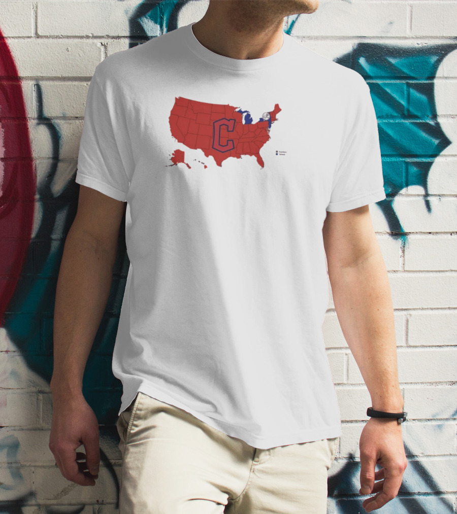 Map Of Who America Is Rooting For In The NLCS Cleveland Guardians MLB Logo USA Outline T-Shirt