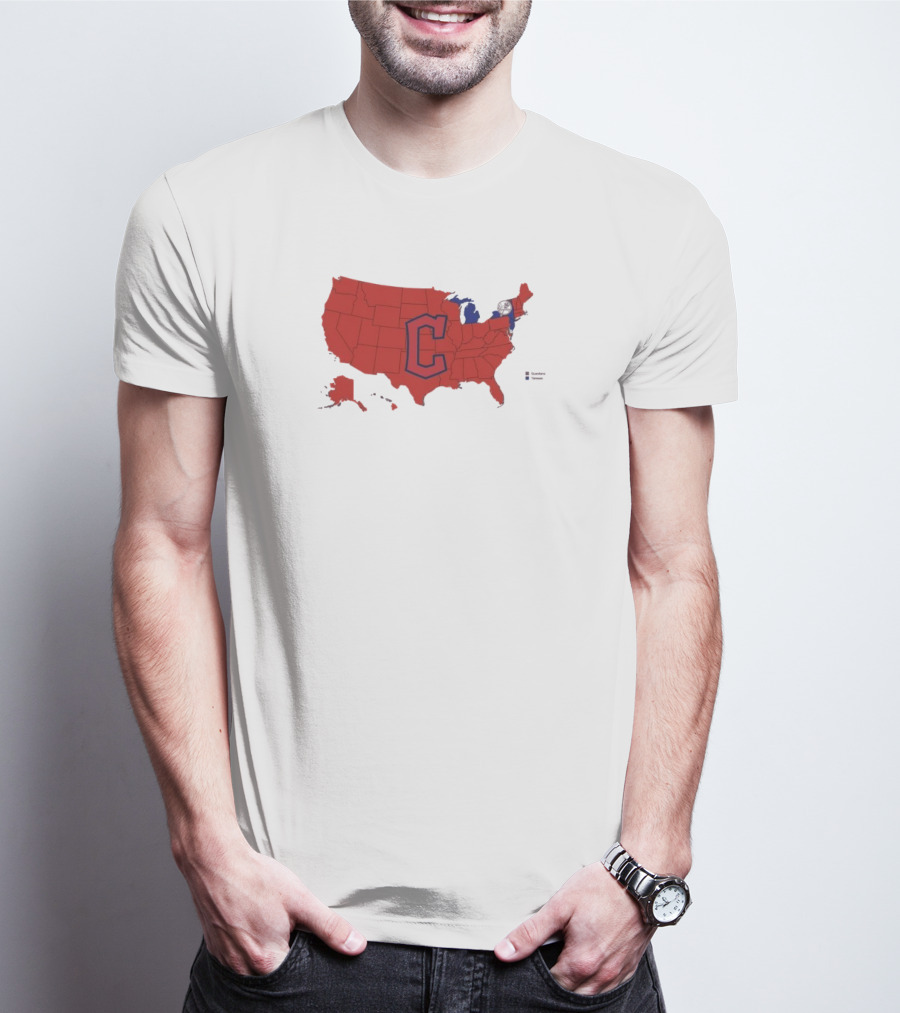 Map Of Who America Is Rooting For In The NLCS Cleveland Guardians MLB Logo USA Outline T-Shirt