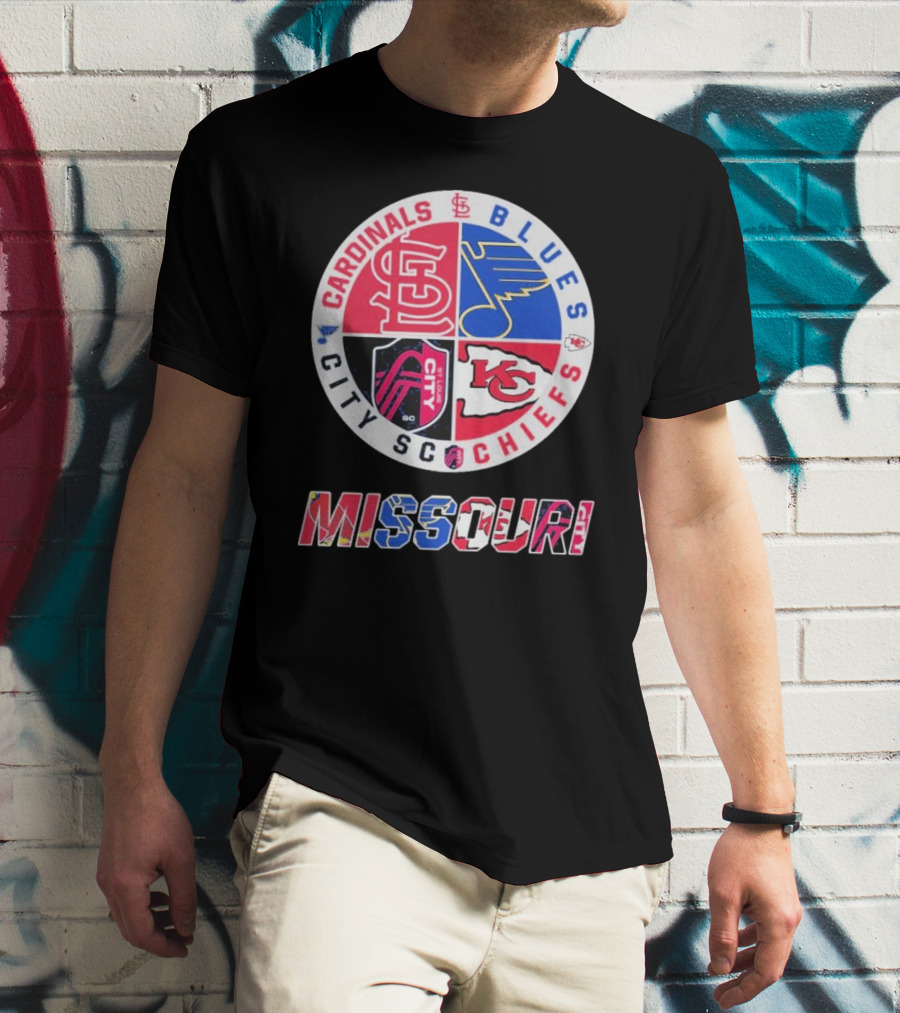 Missouri Cardinals Blues City SC Chiefs Logo Collection T-Shirt