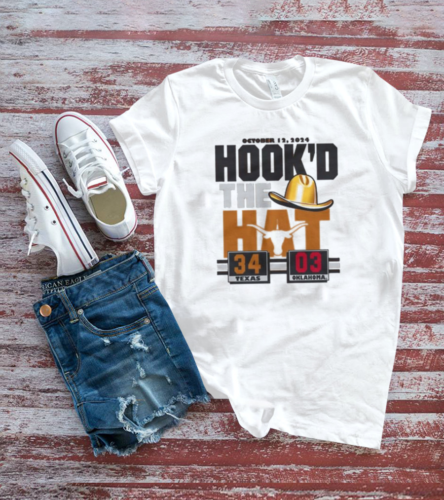 Hook’d The Hat 34 3 Texas Longhorns Red River Rivalry Score T-Shirt