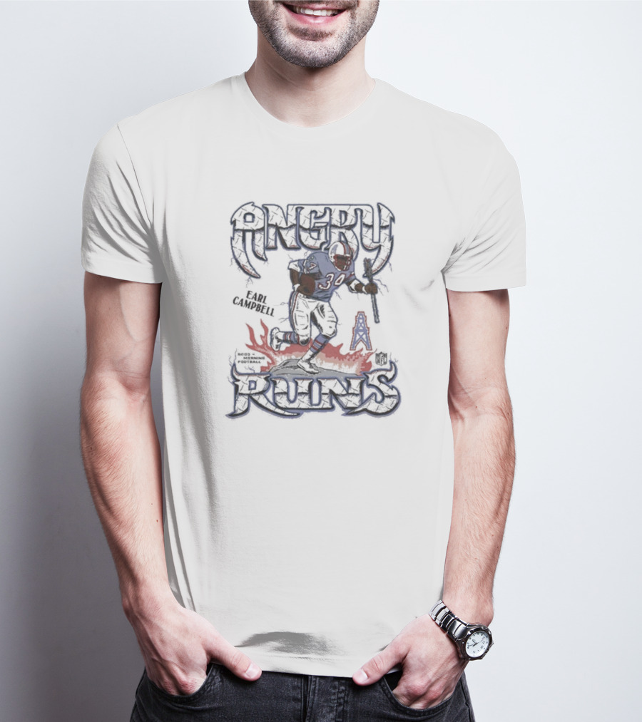 Angry Runs Earl Campbell Houston Oilers NFL Football T-Shirt