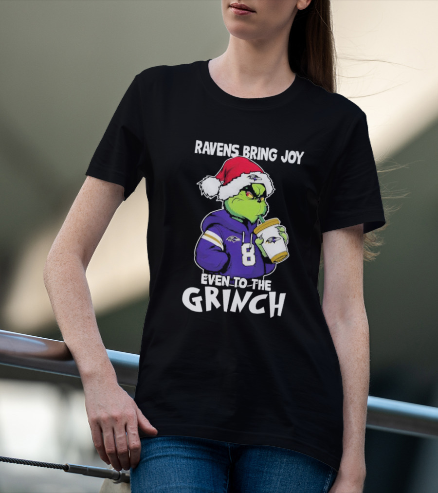 Ravens Bring Joy Even To The Grinch Christmas T-Shirt