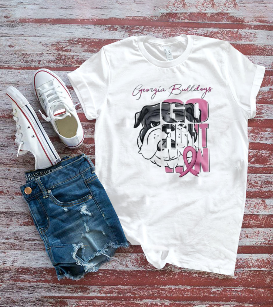 Georgia Bulldogs Go Fight Win Breast Cancer Awareness T-Shirt