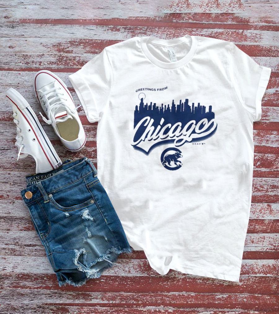 Greetings From Chicago Cubs Skyline T-Shirt