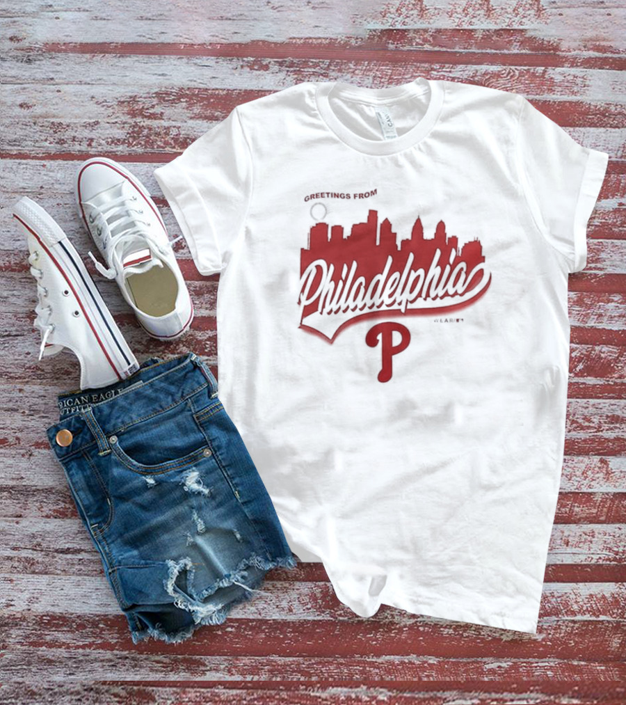 Greetings From Philadelphia Phillies Skyline T-Shirt