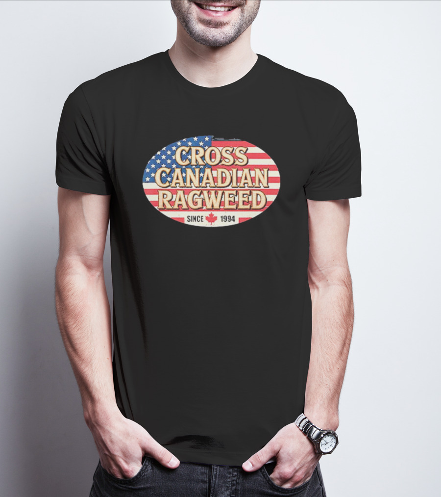 I Miss Ragweed Cross Canadian Ragweed Since 1994 American Flag Background T-Shirt
