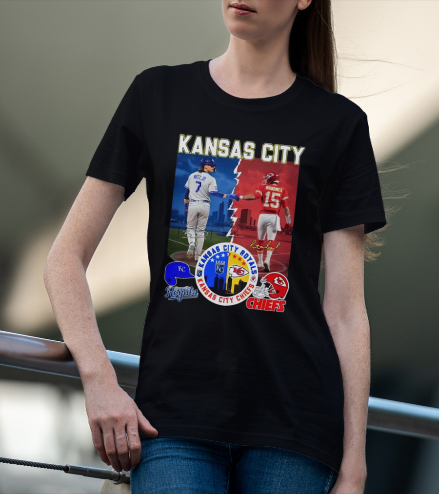 Kansas City Royals Robert Witt Jr. Chiefs Patrick Mahomes Signatures Royals Chiefs T-Shirt