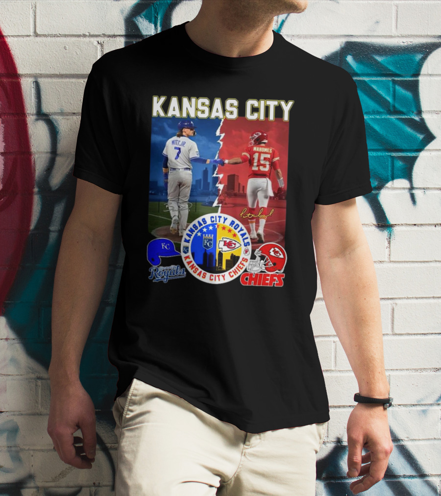 Kansas City Royals Robert Witt Jr. Chiefs Patrick Mahomes Signatures Royals Chiefs T-Shirt