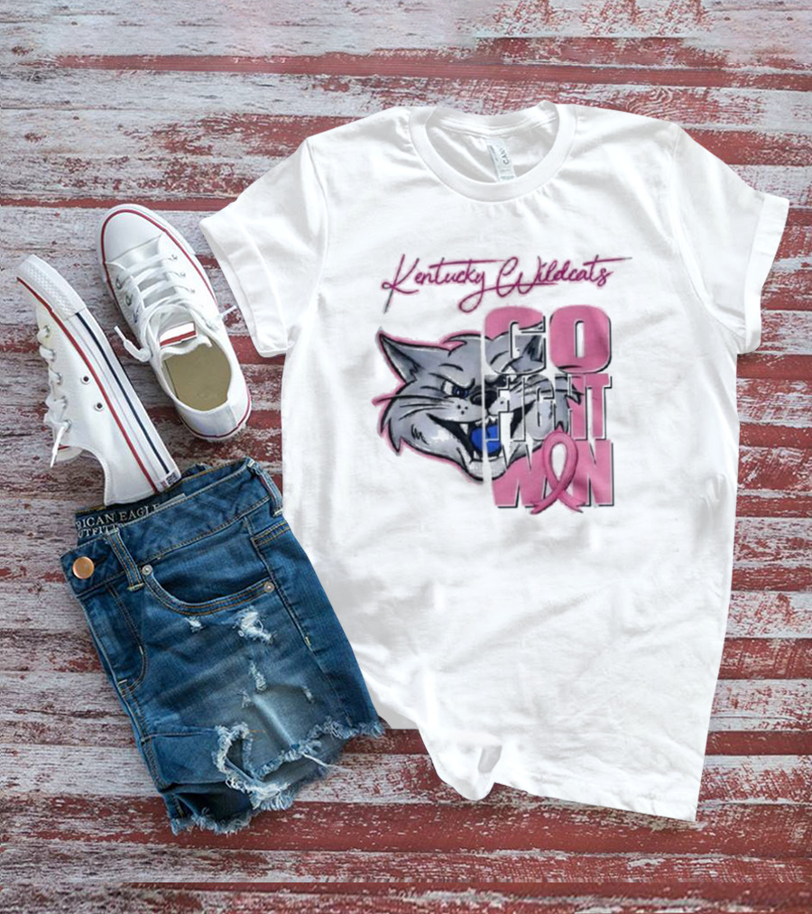 Kentucky Wildcats Go Fight Win Breast Cancer Awareness T-Shirt