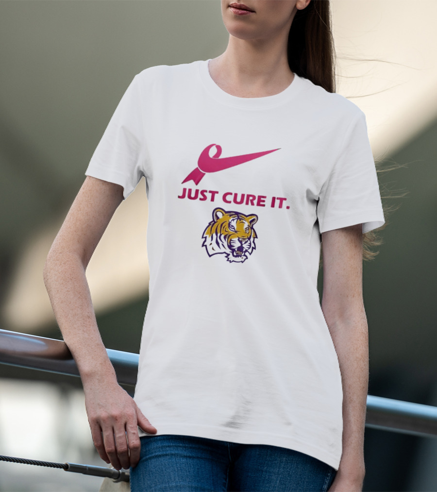 LSU Tigers Pink Ribbon Just Cure It T-Shirt