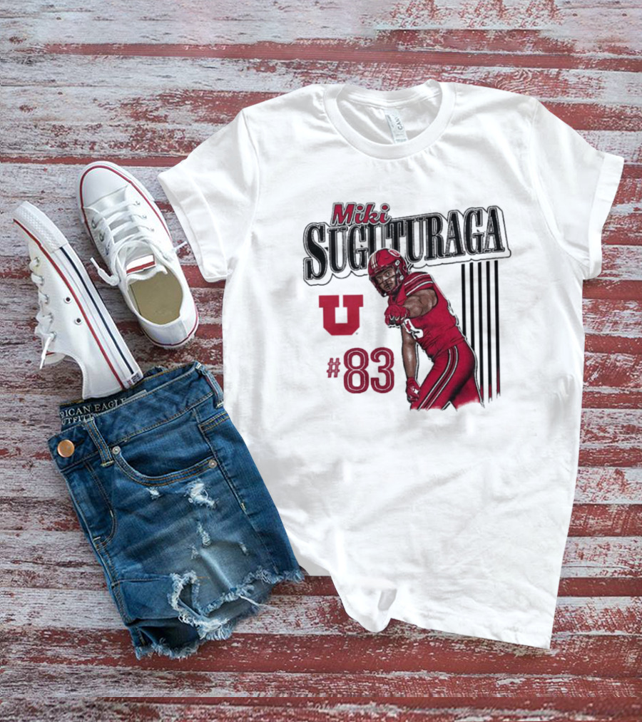 Miki Suguturaga Utah Utes Football #83 Cartoon Player T-Shirt