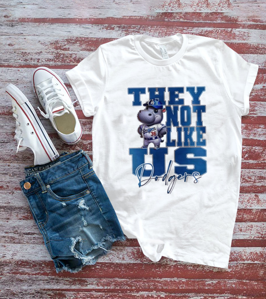 The Not Like Us Moo Deng X Los Angeles Dodgers Baseball T-Shirt