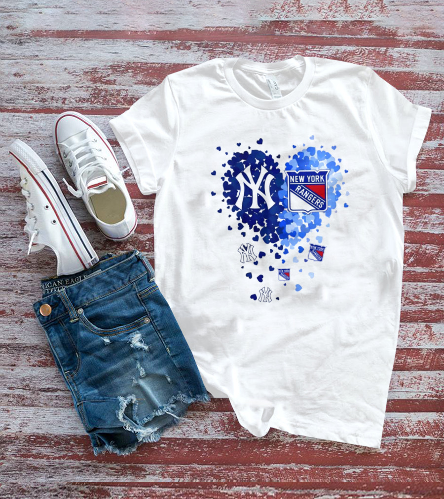 New York Yankees Rangers Heart T-Shirt