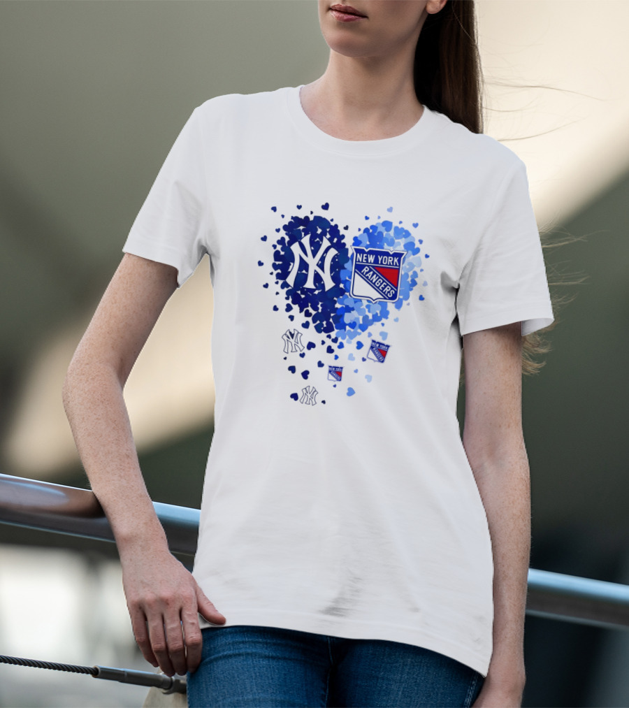 New York Yankees Rangers Heart T-Shirt