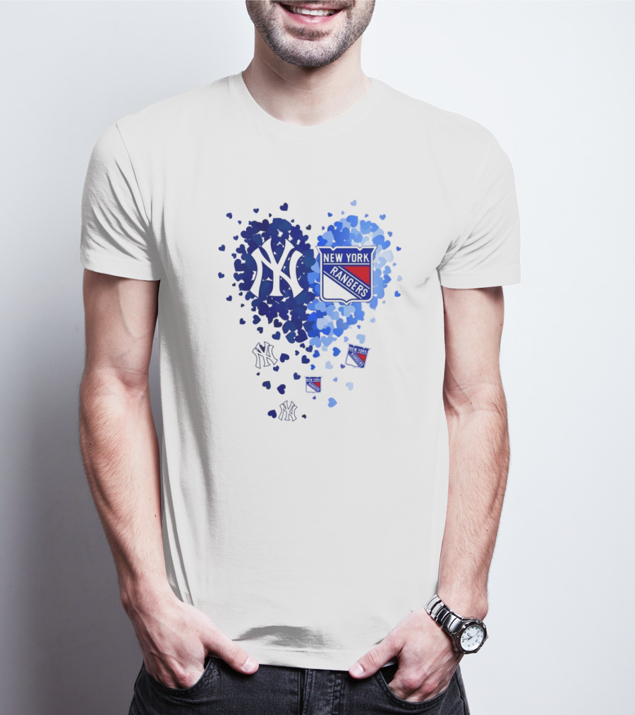 New York Yankees Rangers Heart T-Shirt