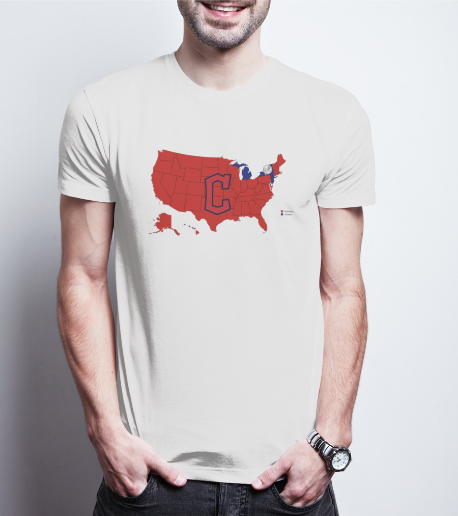Map Showing Cleveland Guardians Dominance Over New York Yankees In ALCS Fan Support Across America T-Shirt
