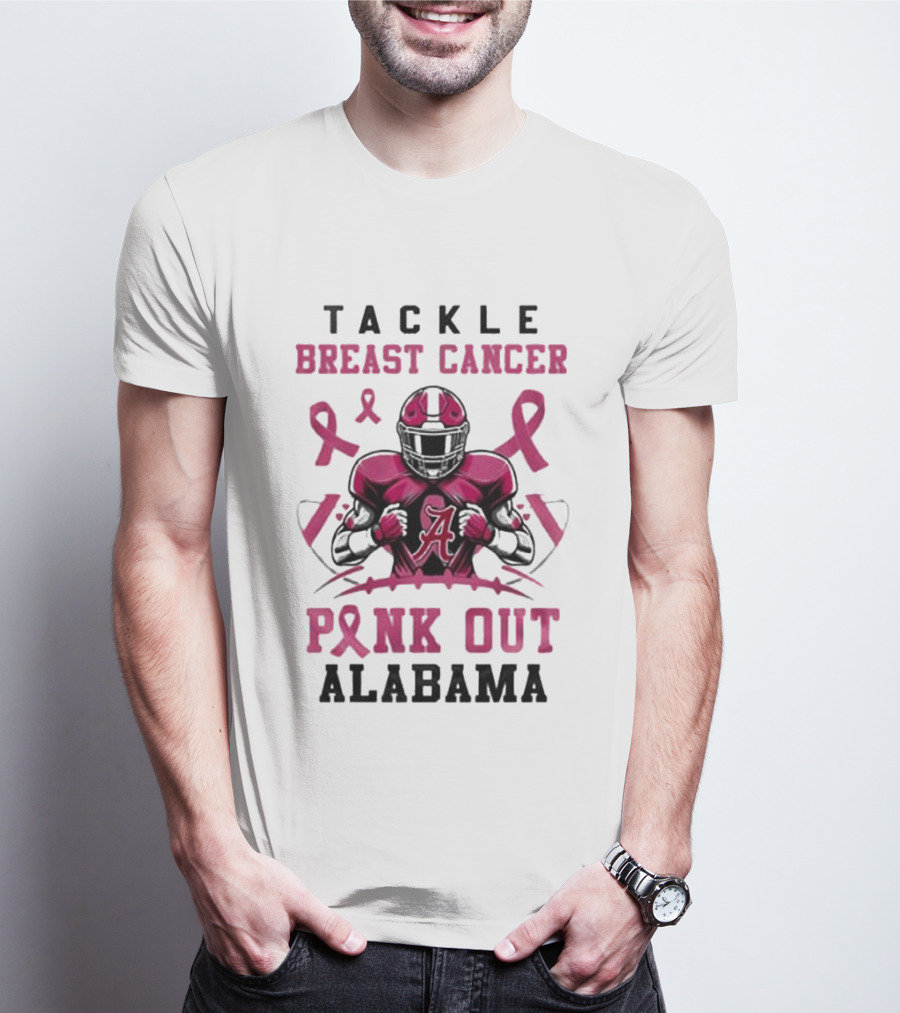 Tackle Breast Cancer Pink Out Alabama T-Shirt