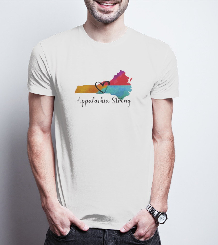Appalachia Strong Colorful Map Heart Hurricane Helene Print T-Shirt