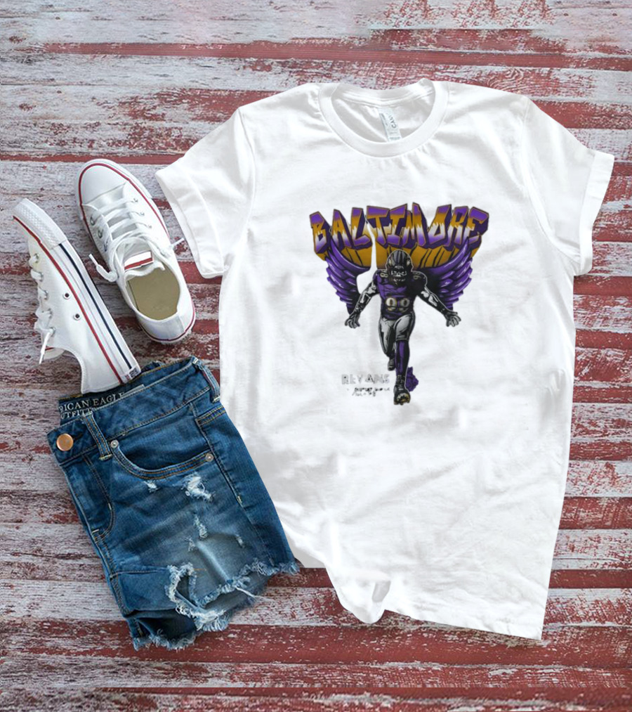 Baltimore Ravens Superbowl Champ Football Player With Ravens Wings T-Shirt