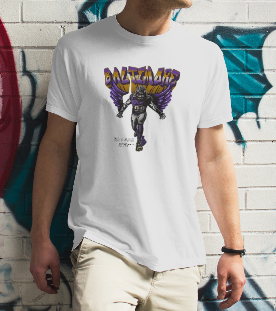 Baltimore Ravens Superbowl Champ Football Player With Ravens Wings T-Shirt